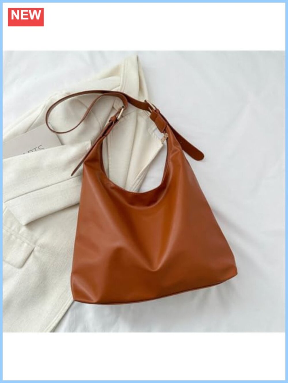 Leather Shoulder Bag Cute Simple Trendy Hobo Handbag Minimalist Tote Crossbody